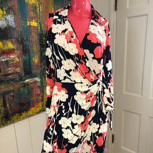 Liz Claiborne faux wrap dress, tie waist
